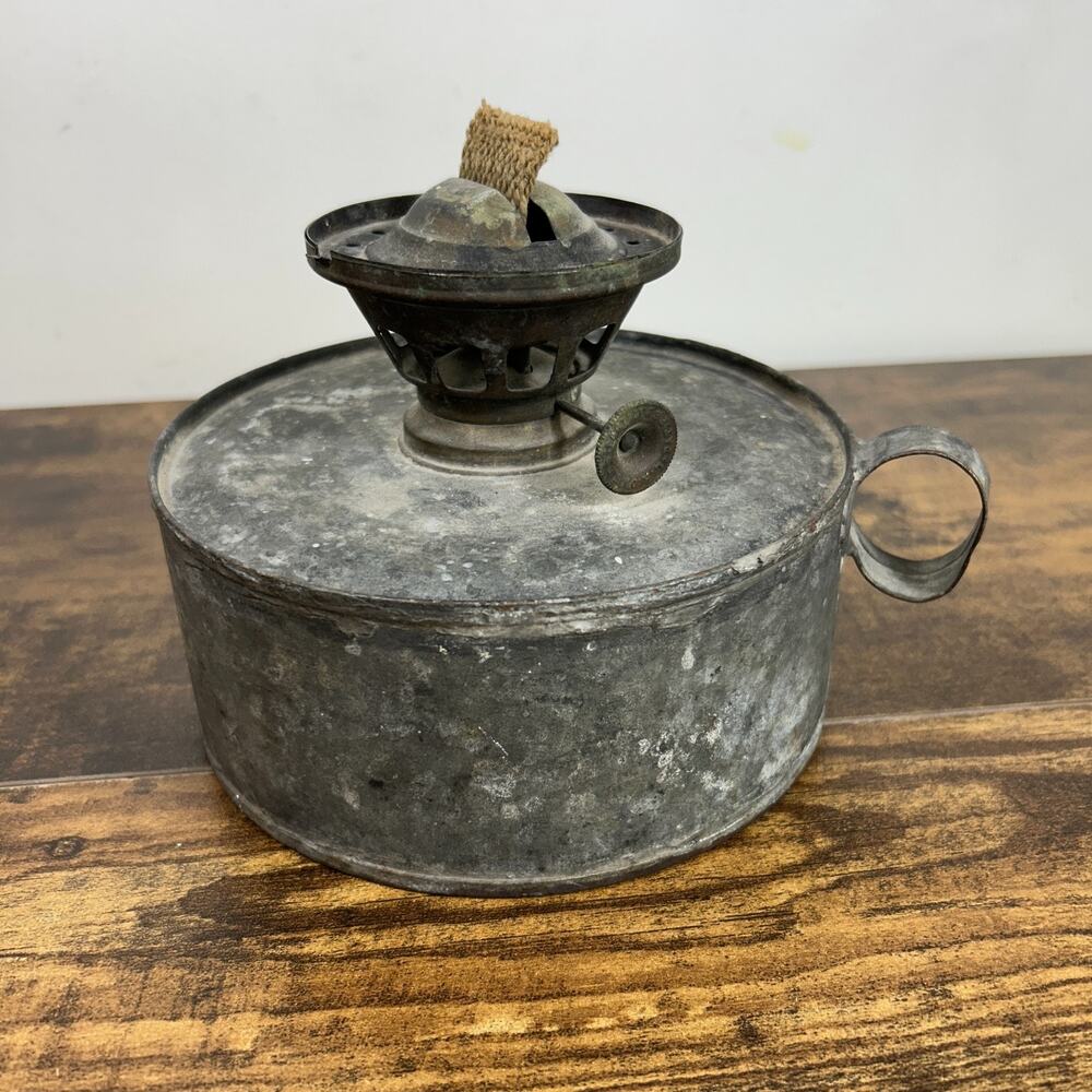 Antique Oil Lamp Lantern Heater Galvanized Farmhouse Primitive 1900s